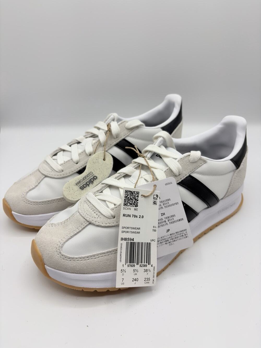 ADIDAS Run 70s 2.0 IH8594 White/Black/Gum Men's Size 7 Running Course NWOB
